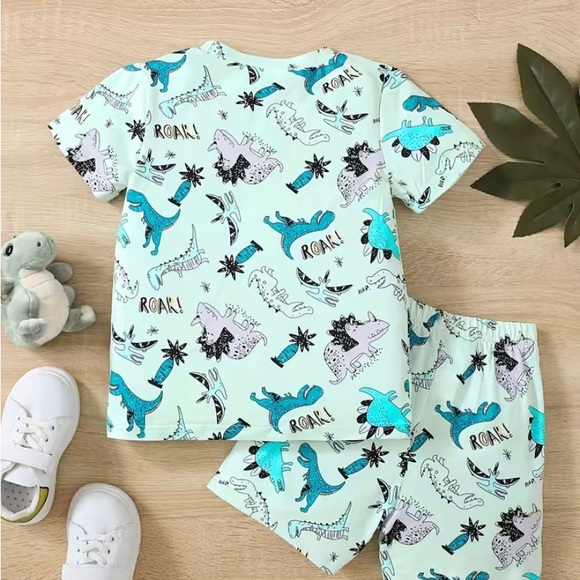 Dinosaur Full Body Print T-shirt & Short Set. Cool Outfit for Boys in Summer - Picture 2 of 6